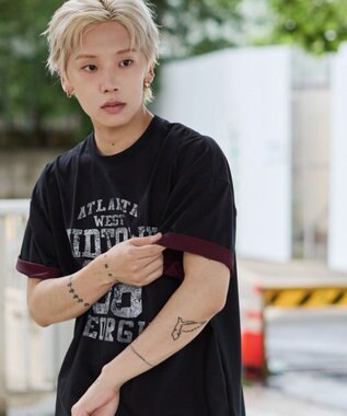 WEGO 【ユニセックス着用ITEM】バイカラーロゴT（SS） ブラック