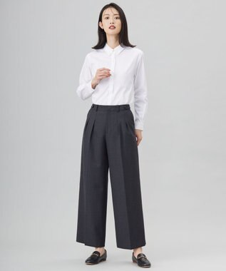 J.PRESS LADIES 【洗える】ANASTASIA milled ツータック ワイド パンツ チャコール系