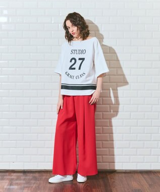 GRACE CONTINENTAL ナンバープリントループ裏毛トップ ホワイト