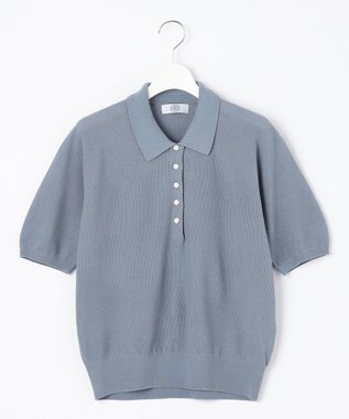 J.PRESS LADIES L 【洗える】 カノコ ポロ ニット ダルブルー系