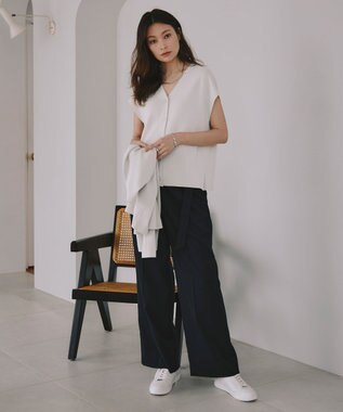 ICB 【洗える】ハイゲージスムース スリーブレスプルオーバー トープ系