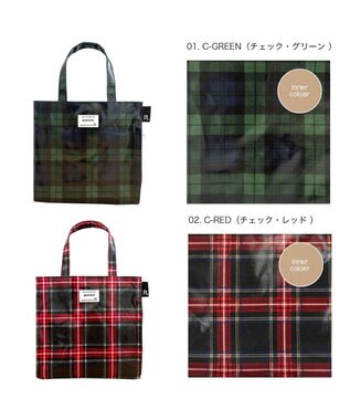 ROOTOTE 3606【ラミネート加工 正方形型】EU.スクエア.ラミネート-T 01：チェック・グリーン