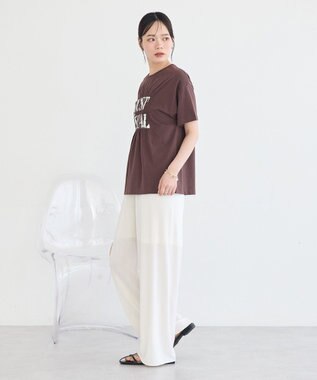 earth music&ecology シャーリングロゴTシャツ Brown