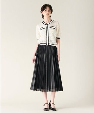 GRACE CONTINENTAL バイカラーシアーニットカーディガン ホワイト