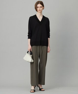 ICB 【洗える】ストレッチピーチツイル バレルパンツ カーキ系