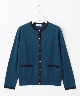 J.PRESS LADIES 【洗える】トリムツイン ニット グリーン系