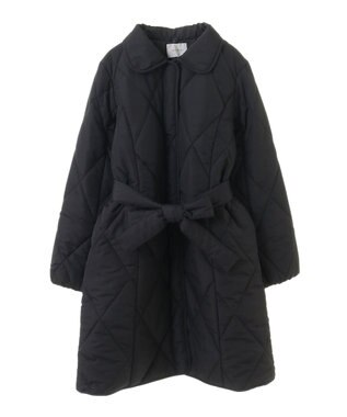 Green Parks ファー衿ダイヤキルト中綿コート Black