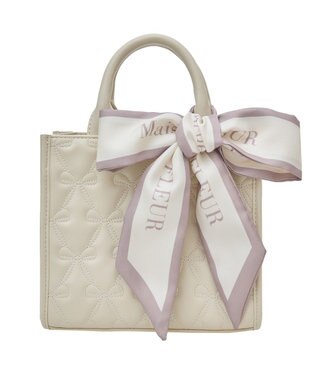 Maison de FLEUR スカーフ付リボンキルティング2Wayバッグ Ivory