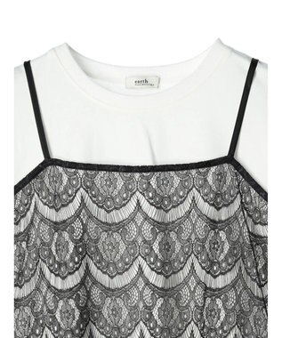 earth music&ecology ＳＥＴ２点レースキャミソール＋ＴＥＥ Black