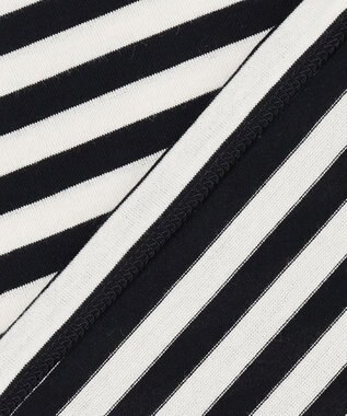 ICB 【洗える】CottonSingleJersey ハイネックプルオーバー ブラックボーダー系