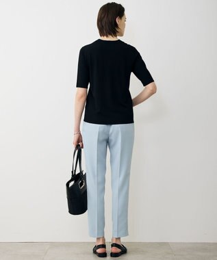 ICB L 【先行予約・WEB限定カラーあり】 シンセティックハイゲージ 半袖Vネックニット ブラック