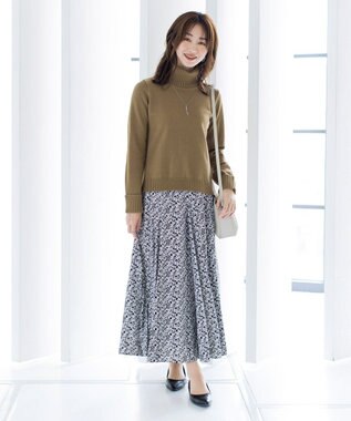 Tiaclasse 【洗える】もっちり柔らかいリブタートルプルオーバーニット ライトカーキ