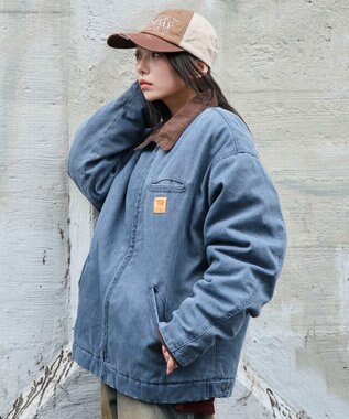 WEGO 【ユニセックス着用ITEM/MLサイズ展開】ワーカーズキルティングZIPジャケット ネイビー