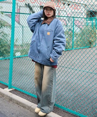 WEGO 【ユニセックス着用ITEM/MLサイズ展開】ワーカーズキルティングZIPジャケット ネイビー