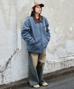 WEGO 【ユニセックス着用ITEM/MLサイズ展開】ワーカーズキルティングZIPジャケット ネイビー