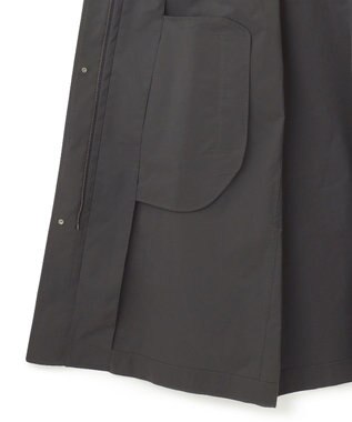 ICB 【撥水加工】 メモリーストレッチタフタ フーデットコート チャコール系