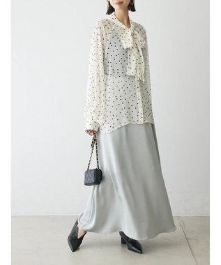 Green Parks AnriettMusee サテンナロースカート Gray