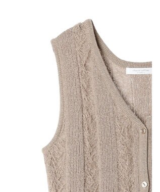 Green Parks フリンジニットベスト Gray Beige