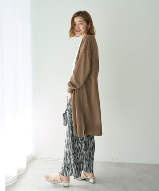 YECCA VECCA シアーニットロング丈カーディガン Dark Beige