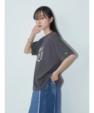 earth music&ecology Ｌｅｅ×ｅ．ｍ．ａ．ｅ　ＰＩＺＺＡ　ＴＥＥ Charcoal Gray