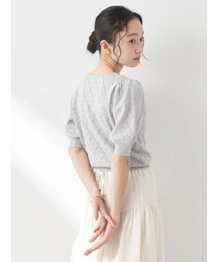 earth music&ecology アーガイルスカシパールニットプルオーバー Light Gray