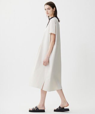 ICB L 【接触冷感・UVカット・洗える】RENUソフトタイプライター バンドカラーワンピース トープ×ブラック系