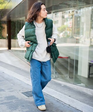 WEGO カラーナイロンパテッドベスト ダークグリーン