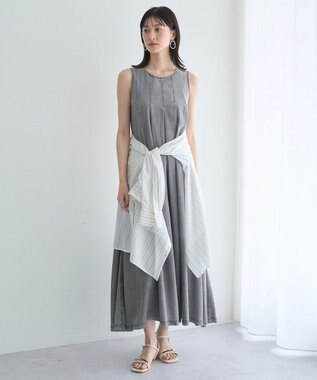 YECCA VECCA バイオ加工ヴィンテージデニムタックワンピース