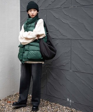 WEGO カラーナイロンパテッドベスト ダークグリーン