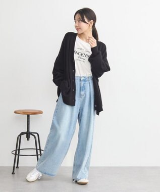 earth music&ecology やわらかタッチカーディガン Black