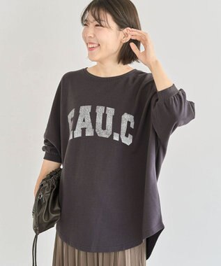 Green Parks ７分袖ミニ裏毛ドルマンロゴプルオーバー Charcoal Gray