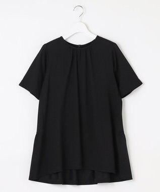 自由区 【WEB限定・洗える・XSサイズあり】ディフォームピケチュニック丈 カットソー ブラック系