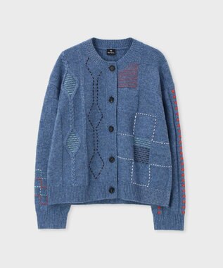 Paul Smith パッチワーク カーディガン グレイッシュブルー