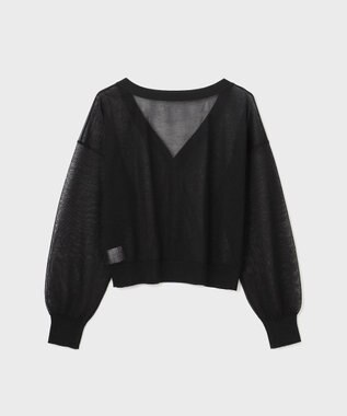 GRACE CONTINENTAL ブライトシアーニットカーディガン ブラック