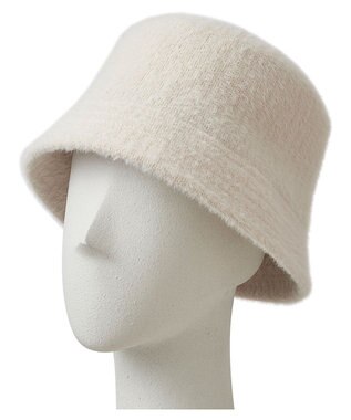 MOONBAT 【洗える】estaa アンゴラ風バケットハット オフホワイト