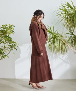 Tiaclasse 【洗える】大人上品なニットカーデ＋ワンピースセット ブラウン