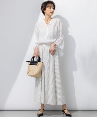 23区 【洗える】LIBECO タックスリーブ シャツ ホワイト