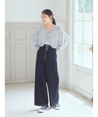 earth music&ecology リボンメッシュボレロ Light Gray