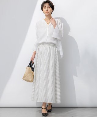 23区 【洗える】LIBECO タックスリーブ シャツ ホワイト