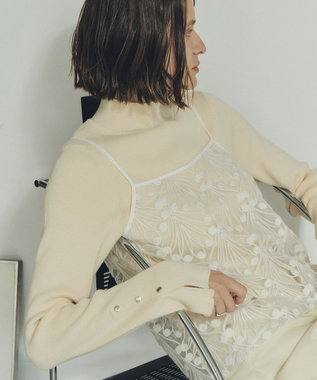YECCA VECCA 【2点SET】刺繍レースキャミセットハイネックニット