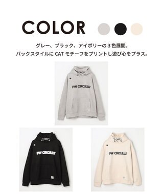 PW CIRCULUS 2025 NEW！【手洗い洗濯可】【MEN】キャットグラフィック スエードライク デタッチャブルフーディ ゴルフ グレー系