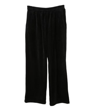 Green Parks ぽかぽか裏起毛ベロアイージーパンツ Black