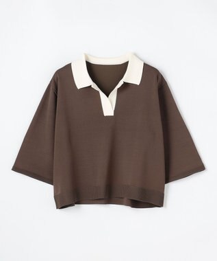 ANY L 【2SET】バイカラーポロニット×スカートセット ブラウン×エクリュ
