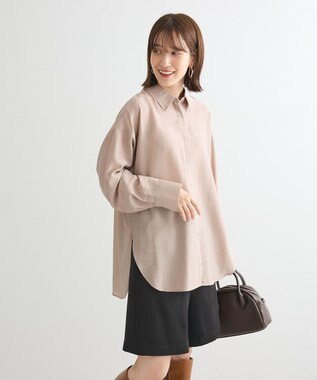 Green Parks ””とろっ””とシルキーシャツ Gray Beige