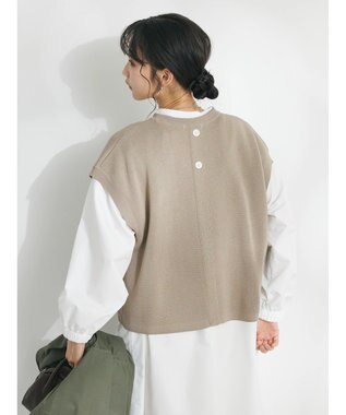 CRAFT STANDARD BOUTIQUE 【洗える】ニットベスト+シャツワンピースSET-B Gray Beige