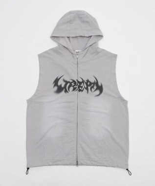 WEGO ノースリーブグラフィックZIPパーカー グレー