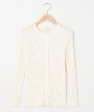 SHARE PARK LADIES リブクルーネックカーディガン オフ