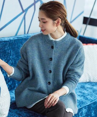 Tiaclasse 【洗える】クルーネックメランジカーディガン グリーン