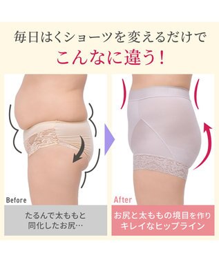 BRADELIS New York 【BRADELIS NewYork peace】すっぽりフィット綿混一分丈ショーツ25 深め 伸縮性抜群 ボーイレッグ ラベンダーグレー