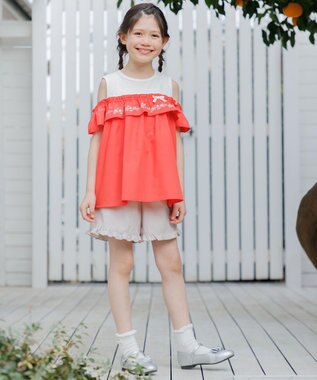 組曲 KIDS  【150-160㎝】 クロスステッチオフショルトップス サルビア